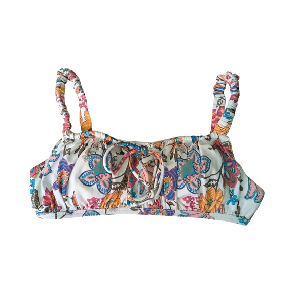 2/$25-SunDazed 34B/34C Floral Shirred Bikini Top With Adjustable Straps NWOT - Picture 2 of 9